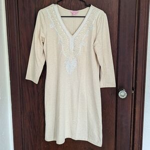 Lilly Pulitzer Clarkson Cream Embroidered Dress Size Medium